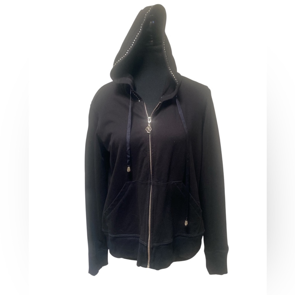 Crystaline by Tango Mango Black Studded Women's Zipper Hoodie GUC M